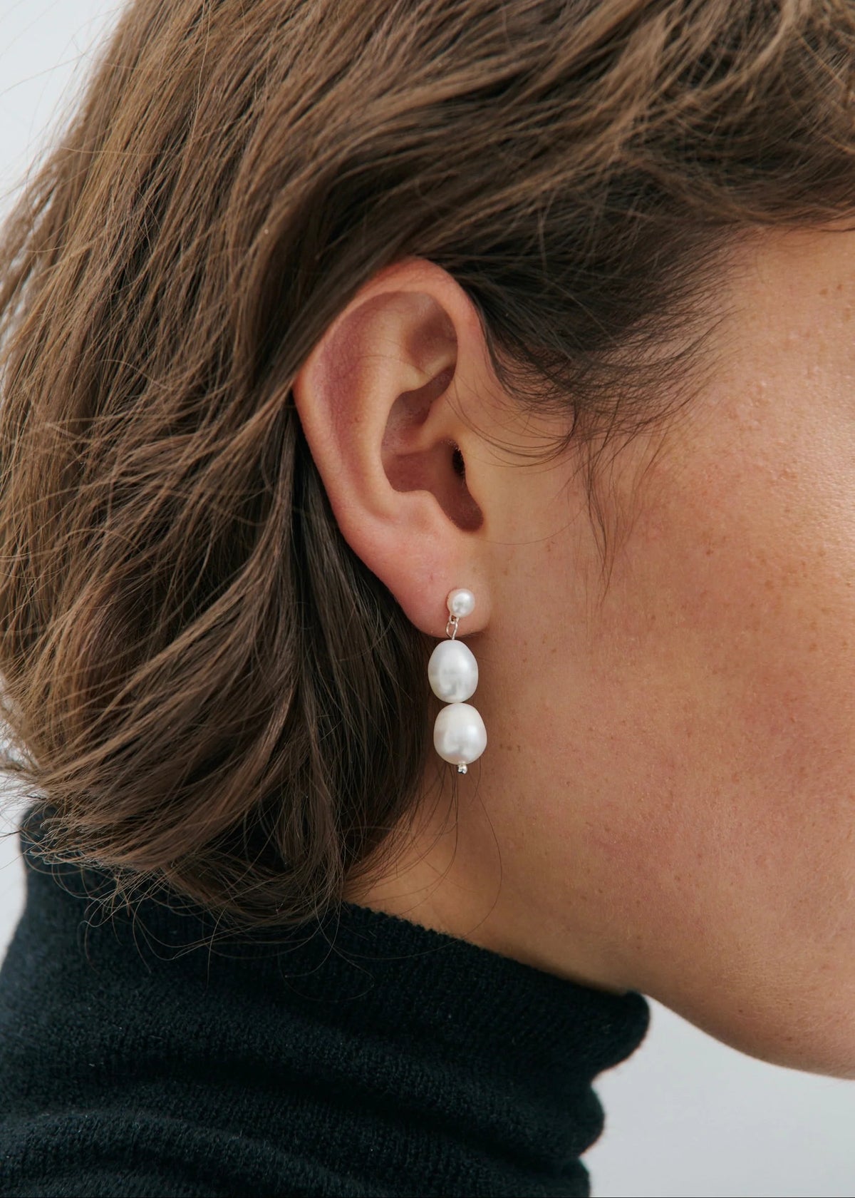 ANNA ROSSI - DOUBLE DROP PEAL EARRING - SILVER
