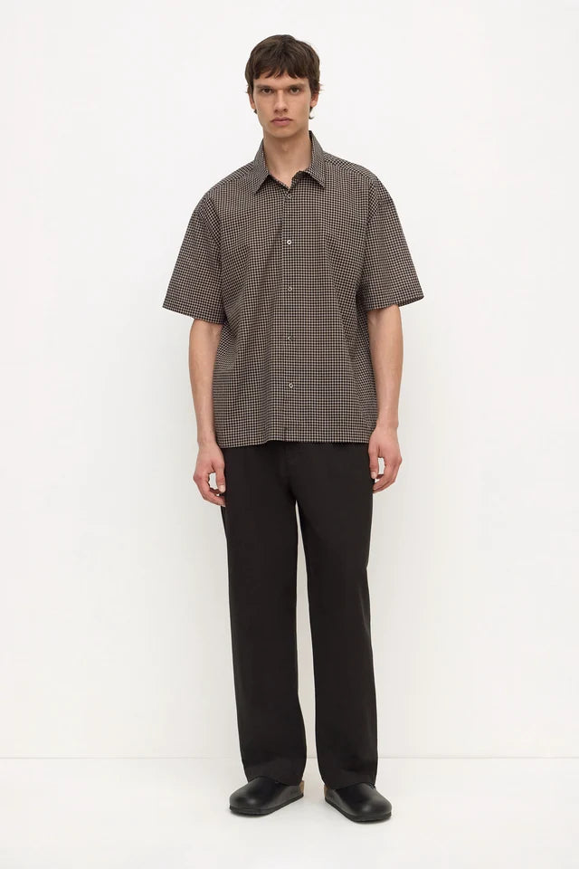 ASSEMBLY LABEL - ALTA CHECK SHORT SLEEVE SHIRT - BROWN/BLACK