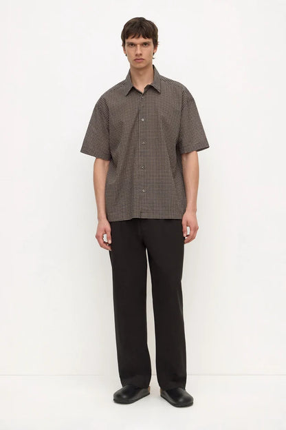 ASSEMBLY LABEL - ALTA CHECK SHORT SLEEVE SHIRT - BROWN/BLACK