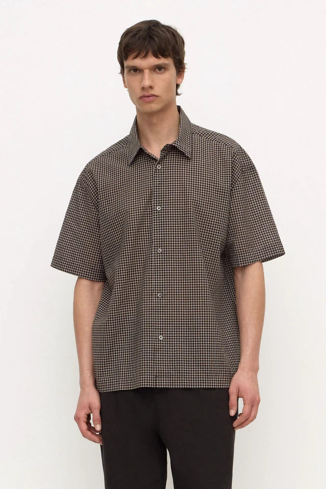 ASSEMBLY LABEL - ALTA CHECK SHORT SLEEVE SHIRT - BROWN/BLACK