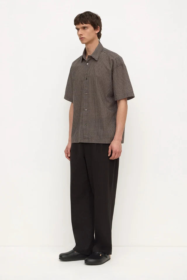 ASSEMBLY LABEL - ALTA CHECK SHORT SLEEVE SHIRT - BROWN/BLACK