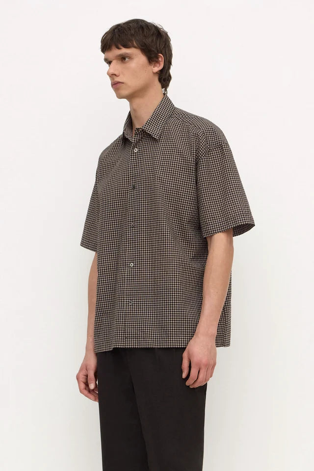 ASSEMBLY LABEL - ALTA CHECK SHORT SLEEVE SHIRT - BROWN/BLACK