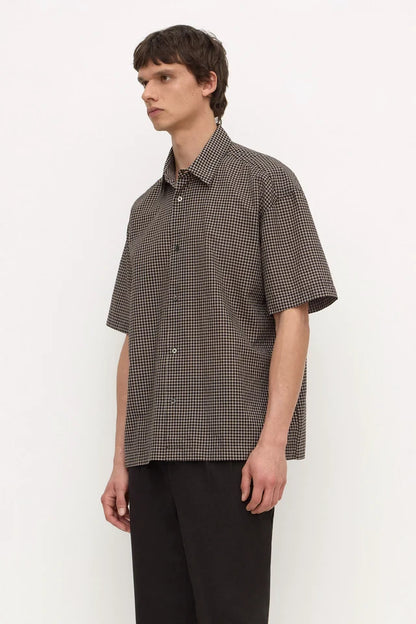 ASSEMBLY LABEL - ALTA CHECK SHORT SLEEVE SHIRT - BROWN/BLACK