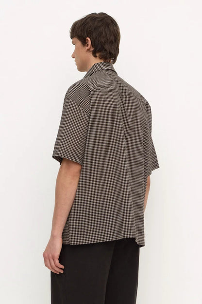 ASSEMBLY LABEL - ALTA CHECK SHORT SLEEVE SHIRT - BROWN/BLACK