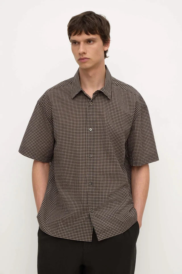 ASSEMBLY LABEL - ALTA CHECK SHORT SLEEVE SHIRT - BROWN/BLACK