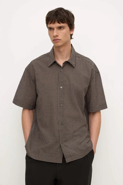ASSEMBLY LABEL - ALTA CHECK SHORT SLEEVE SHIRT - BROWN/BLACK