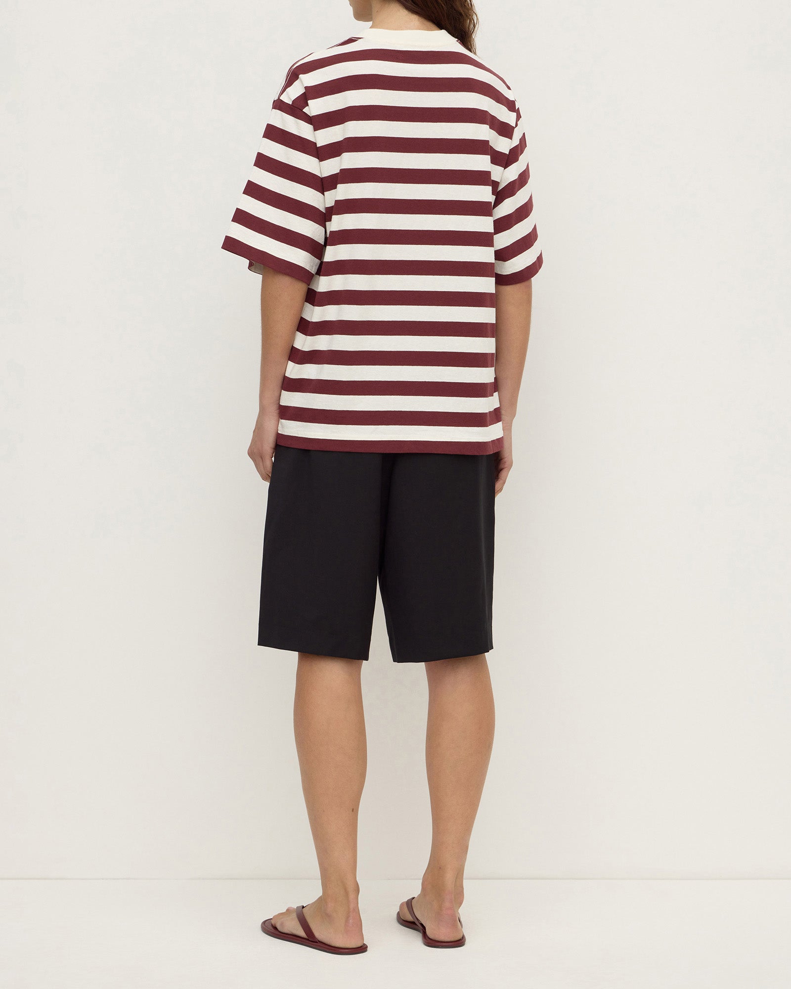 Assembly Label - Arla Cotton Stripe Short Sleeve Tee - Dark Rasin Cream Stripe
