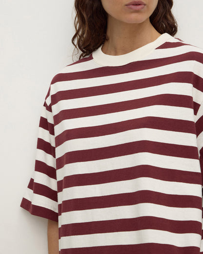 Assembly Label - Arla Cotton Stripe Short Sleeve Tee - Dark Rasin Cream Stripe