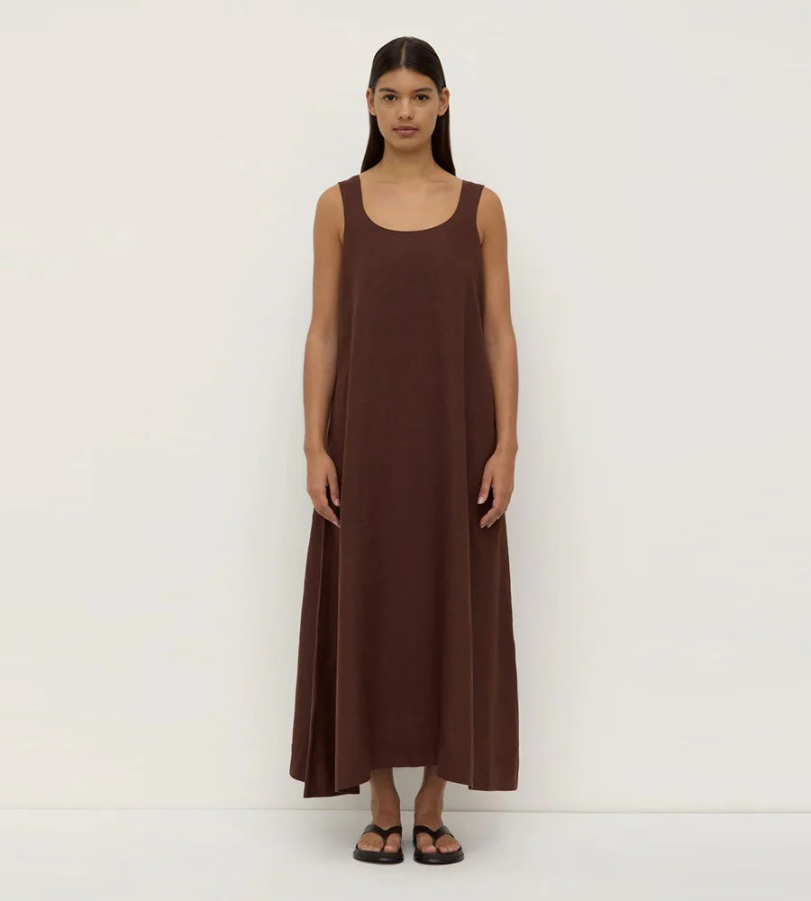 Assembly Label - Maree Linen Midi Dress - Espresso
