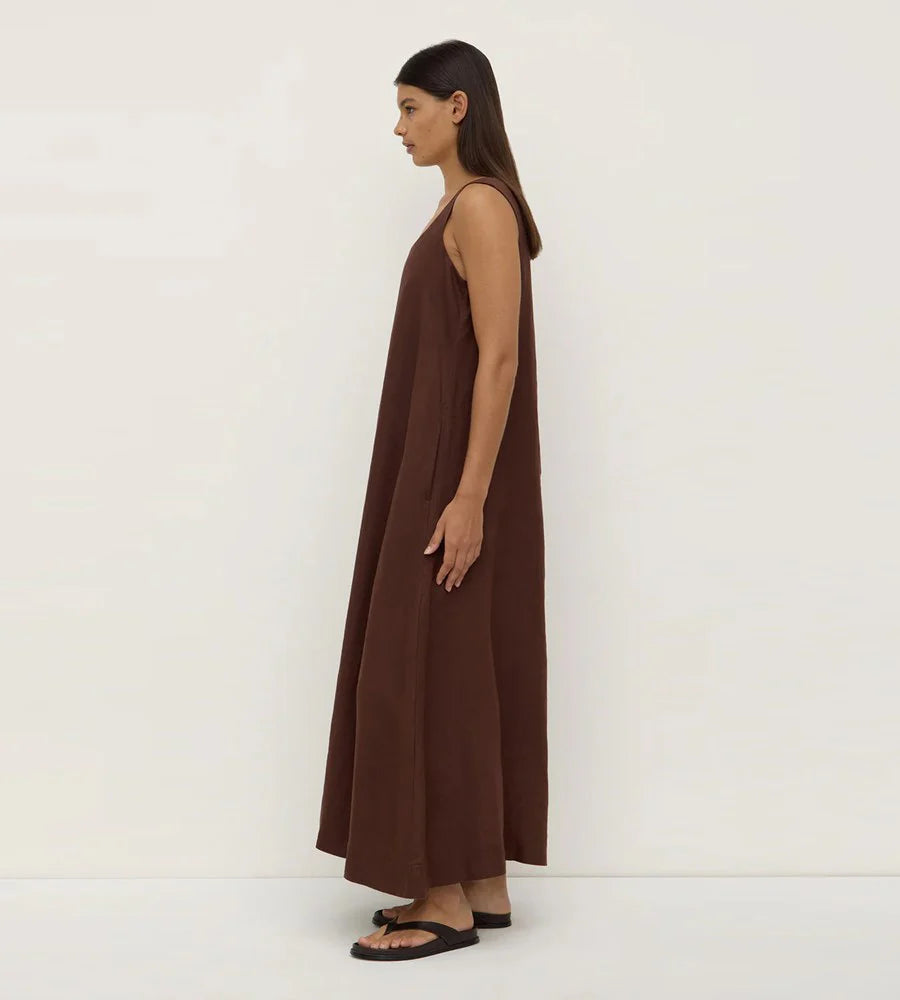Assembly Label - Maree Linen Midi Dress - Espresso