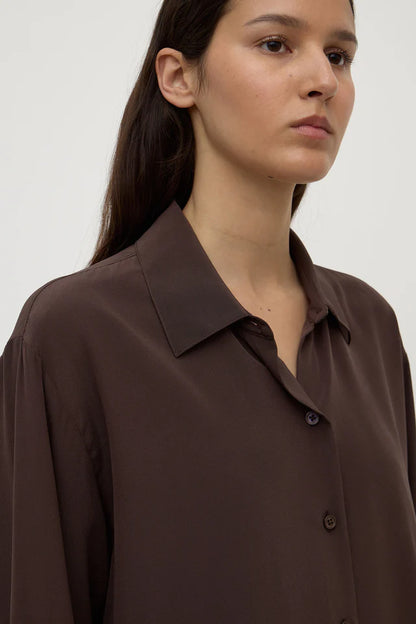 Assembly Label - Betty Silk Long Sleeve Shirt - Ganache