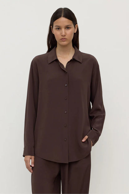 Assembly Label - Betty Silk Long Sleeve Shirt - Ganache