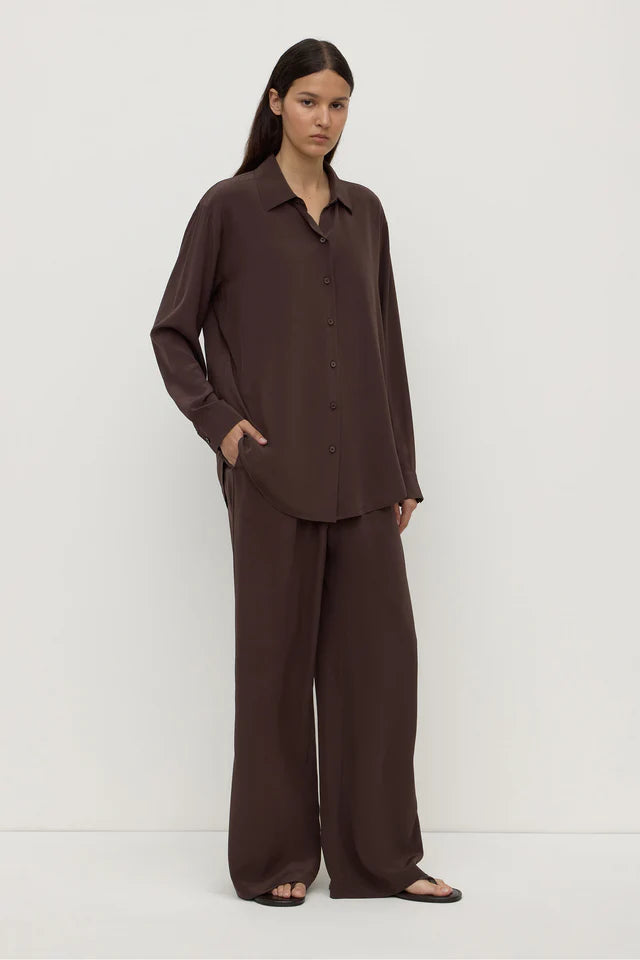 Assembly Label - Betty Silk Long Sleeve Shirt - Ganache