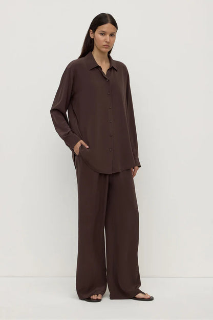 Assembly Label - Betty Silk Long Sleeve Shirt - Ganache