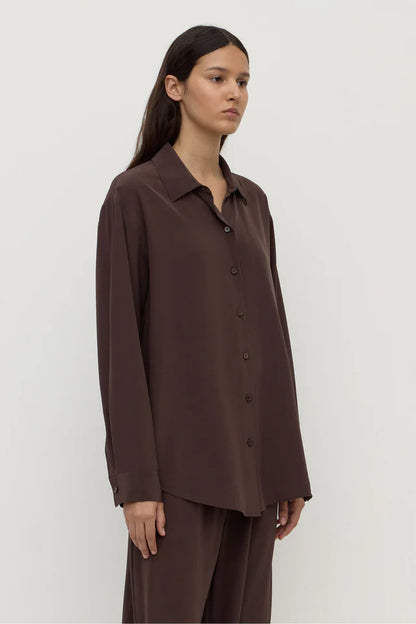Assembly Label - Betty Silk Long Sleeve Shirt - Ganache