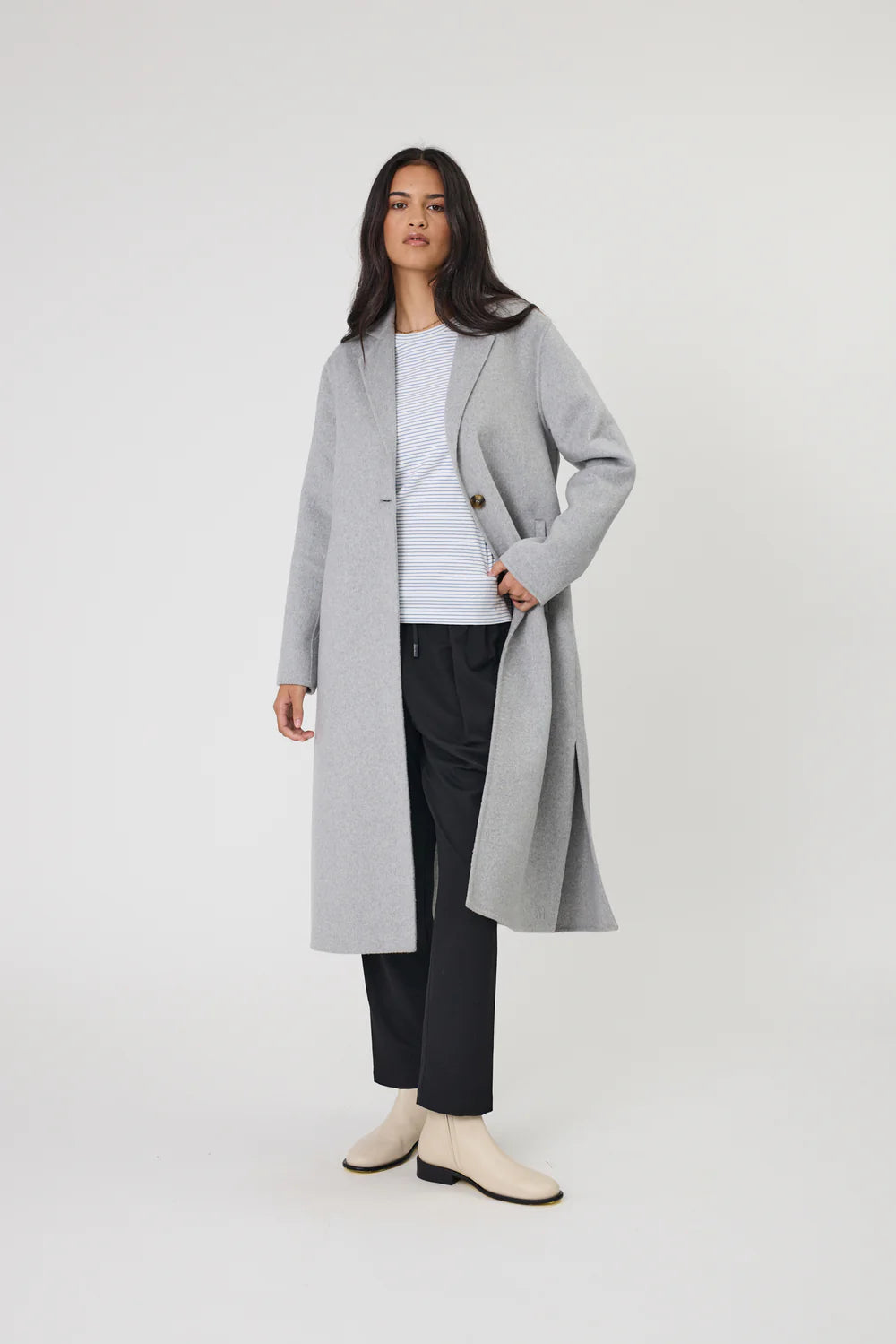 Marlow - Blaze Wool Coat - Grey Marle
