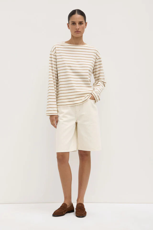 Assembly Label - Bonne Long Sleeve Tee - Tan/Antique White
