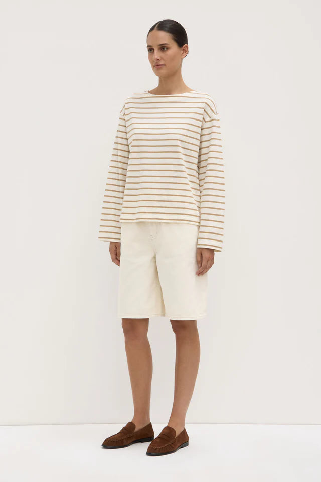 Assembly Label - Bonne Long Sleeve Tee - Tan/Antique White