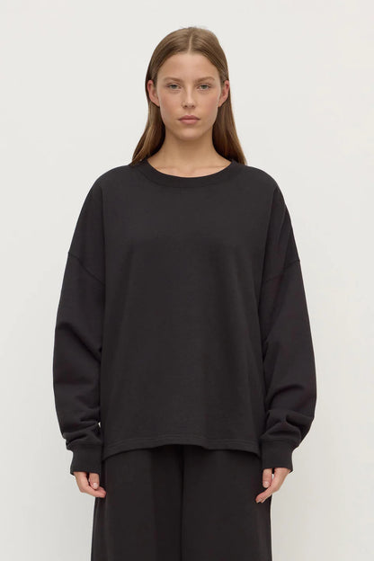 Assembly Label - Brushed Cotton Lounge Sweater - Washed Black