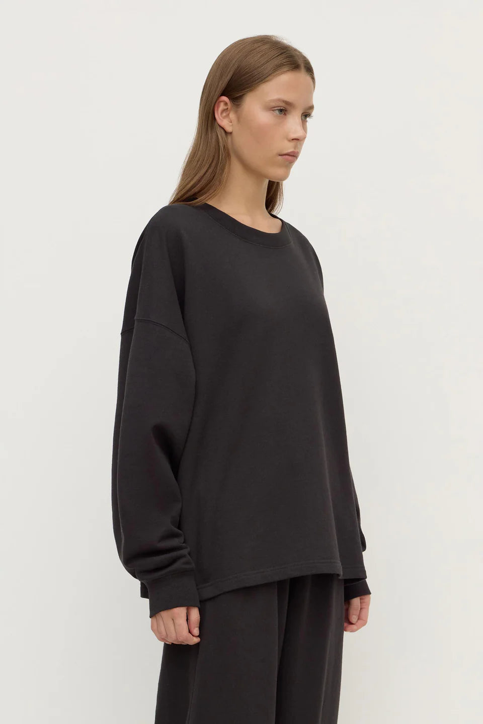 Assembly Label - Brushed Cotton Lounge Sweater - Washed Black