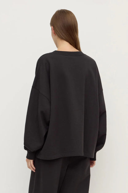 Assembly Label - Brushed Cotton Lounge Sweater - Washed Black