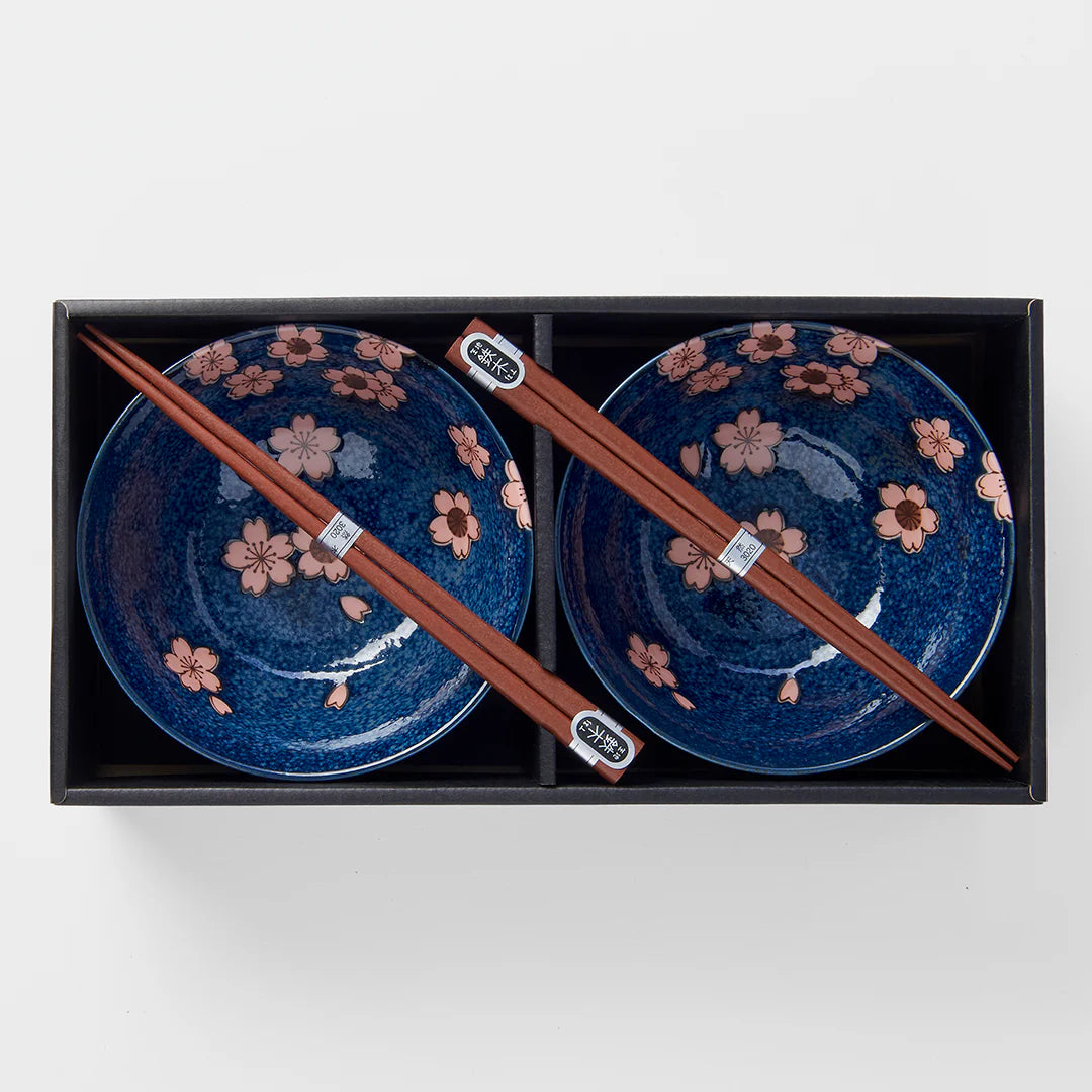 Naibu - Blue &amp; Pink Sakura Bowl Set