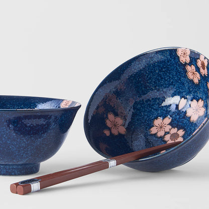 Naibu - Blue &amp; Pink Sakura Bowl Set