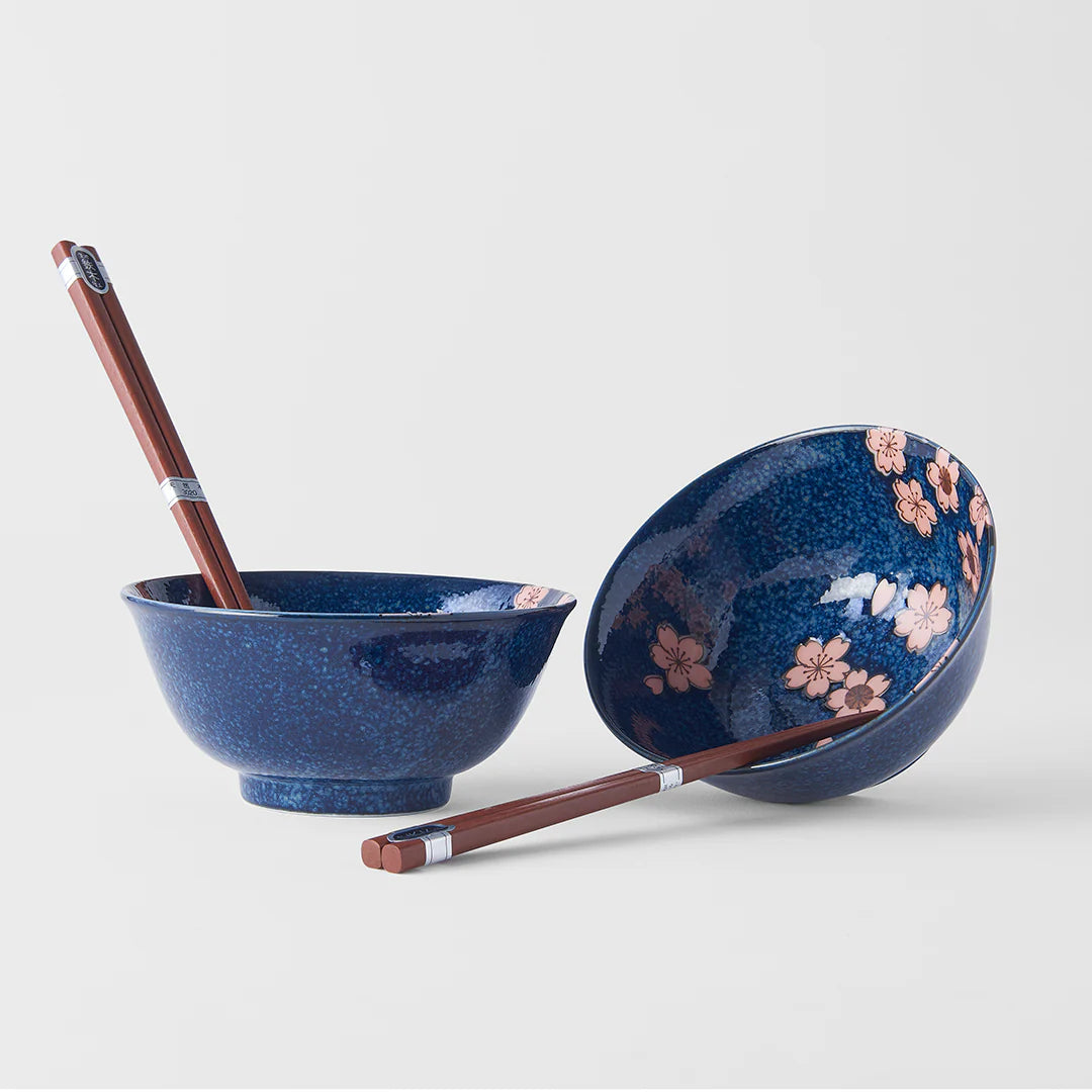Naibu - Blue &amp; Pink Sakura Bowl Set