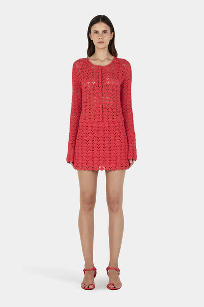 Hansen &amp; Gretel - Cleo Crochet Cardi - Red Crochet