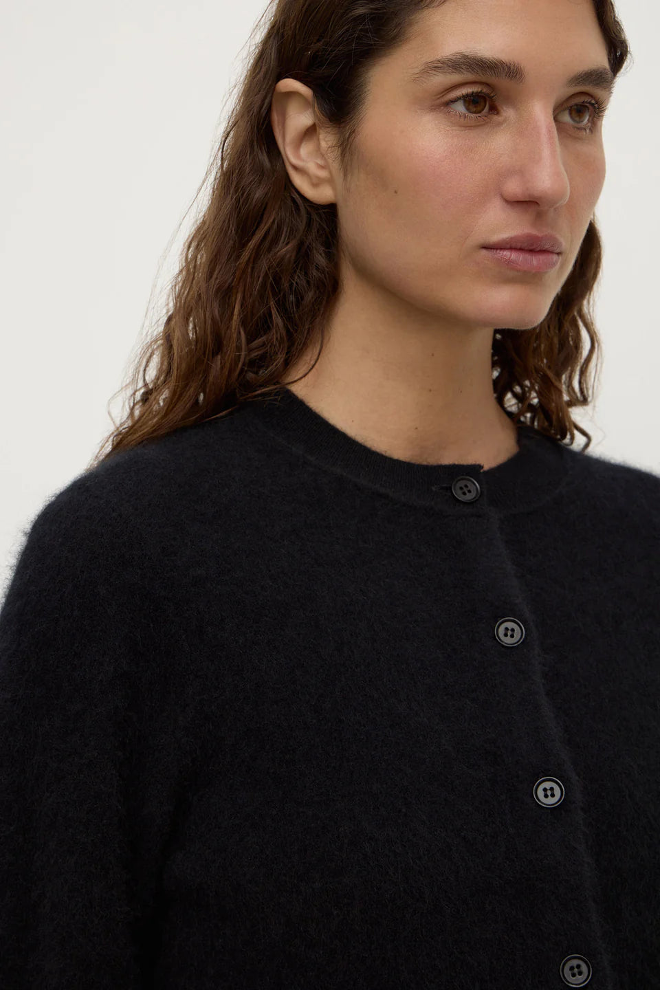Assembly Label - Carina Merino Wool Long Sleeve Cardigan - Black