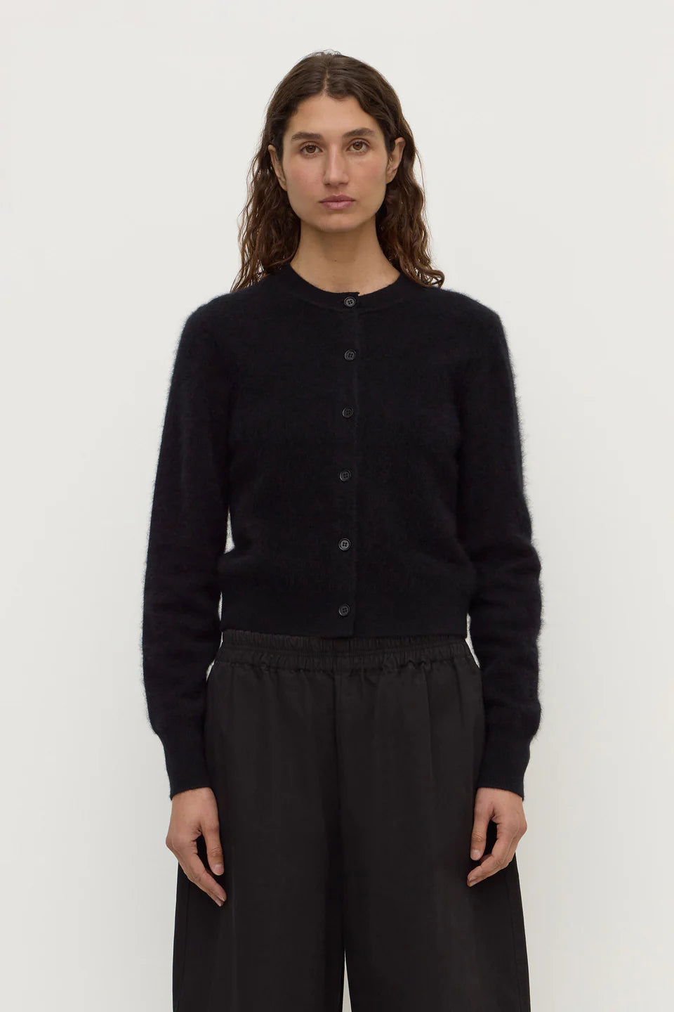 Assembly Label - Carina Merino Wool Long Sleeve Cardigan - Black