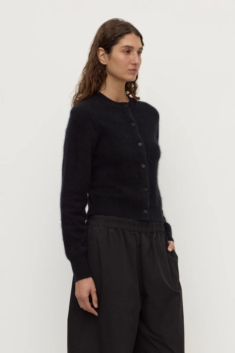 Assembly Label - Carina Merino Wool Long Sleeve Cardigan - Black