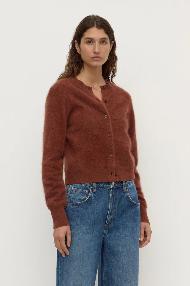 Assembly Label - Carina Merino Wool Long Sleeve Cardigan - Burnt Amber