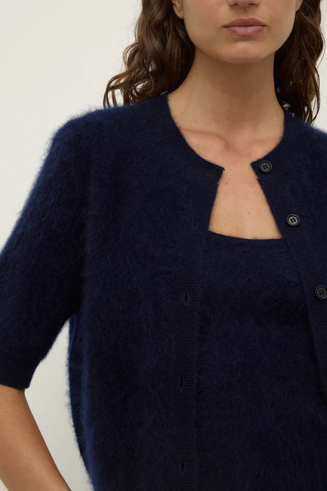 Assembly Label - Carina Wool Short Sleeve Cardigan - True Navy