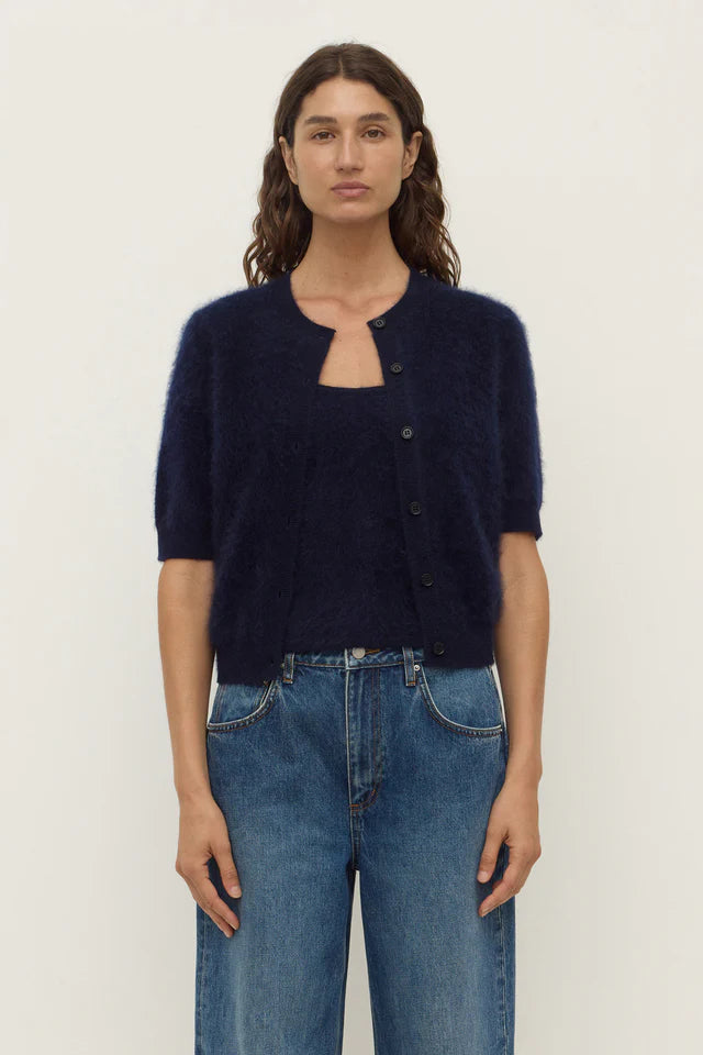 Assembly Label - Carina Wool Short Sleeve Cardigan - True Navy