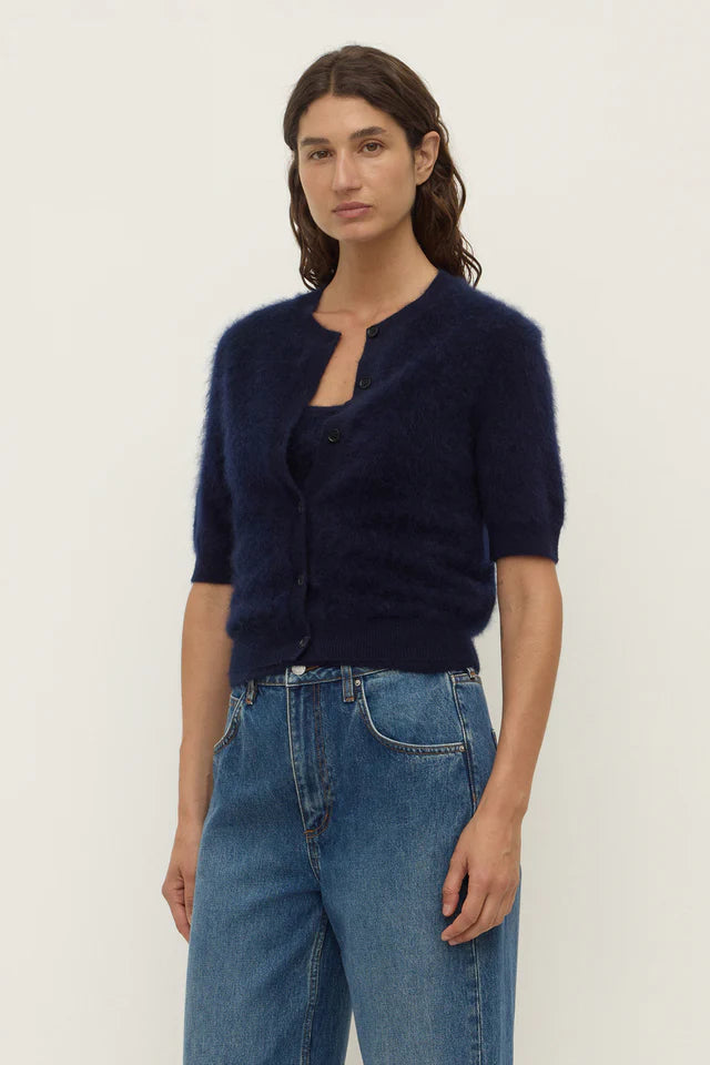 Assembly Label - Carina Wool Short Sleeve Cardigan - True Navy