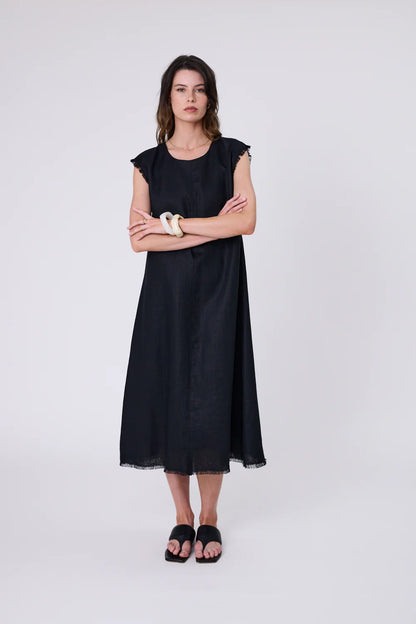 Marlow - Costa Linen Dress - Black