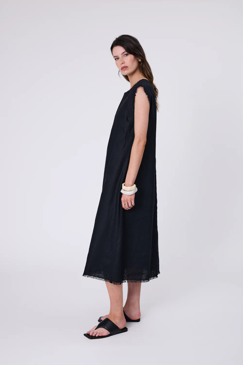 Marlow - Costa Linen Dress - Black