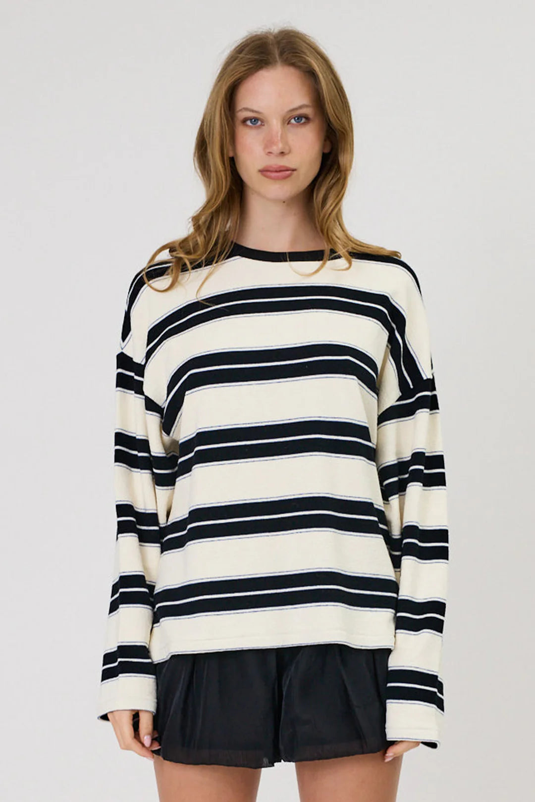Remain - Miller Long Sleeve - Ivory/Black Stripe