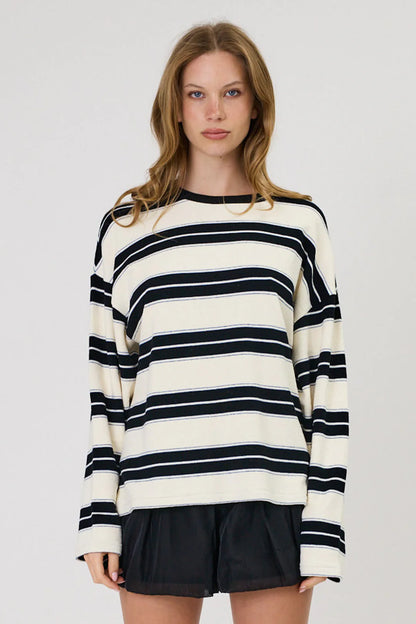 Remain - Miller Long Sleeve - Ivory/Black Stripe