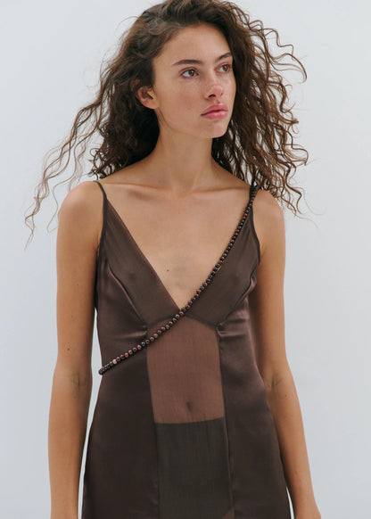 ANNA ROSSI - WRAP BEADED NECKLACE - BROWN
