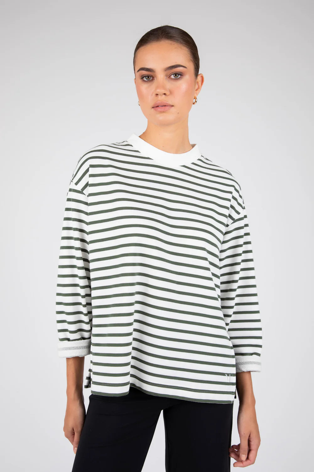 Marlow - Daily Sweat Long Sleeve Olive Stripe