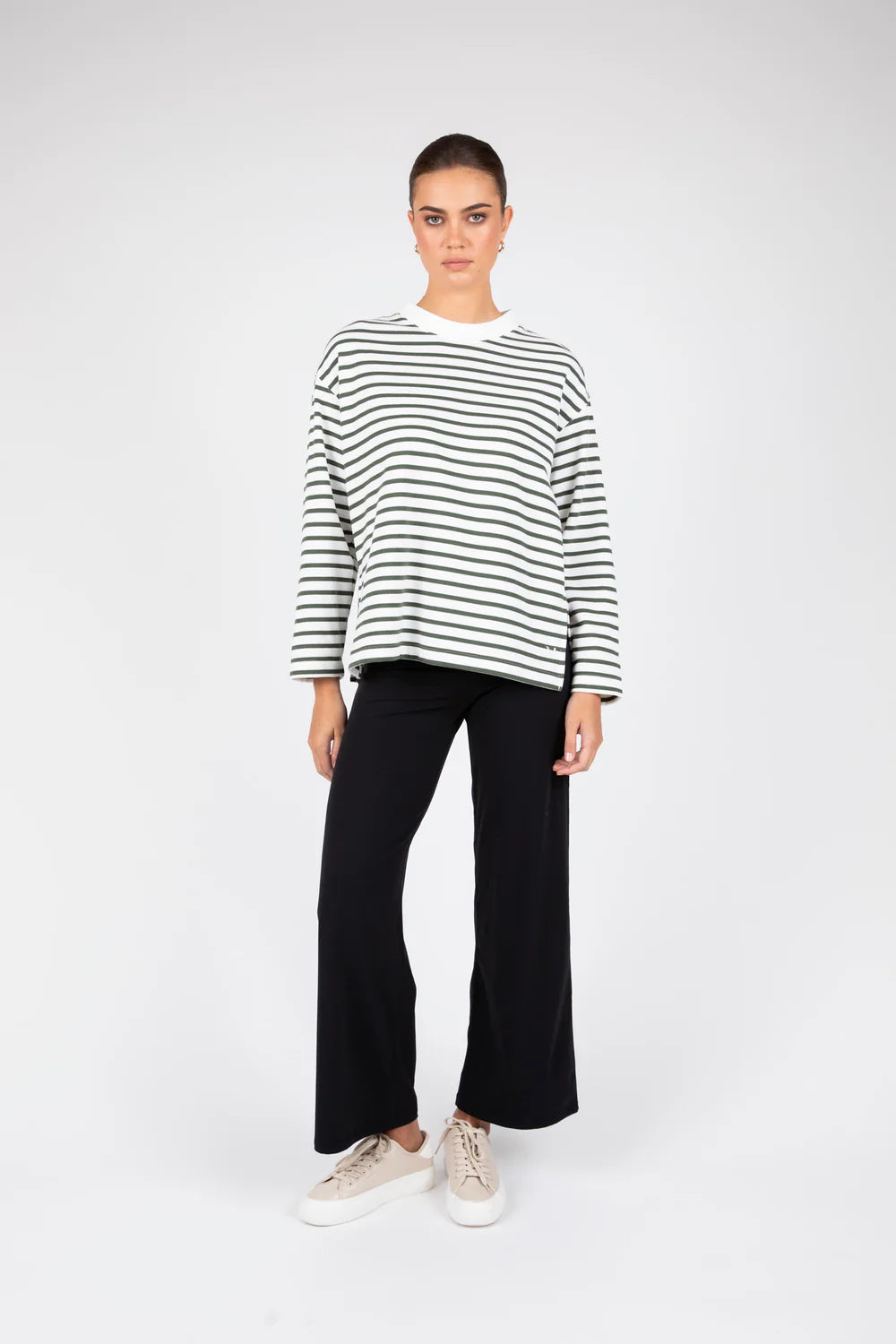 Marlow - Daily Sweat Long Sleeve Olive Stripe