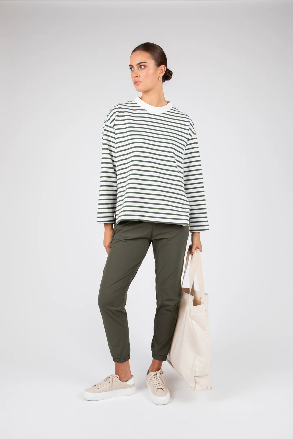 Marlow - Daily Sweat Long Sleeve Olive Stripe