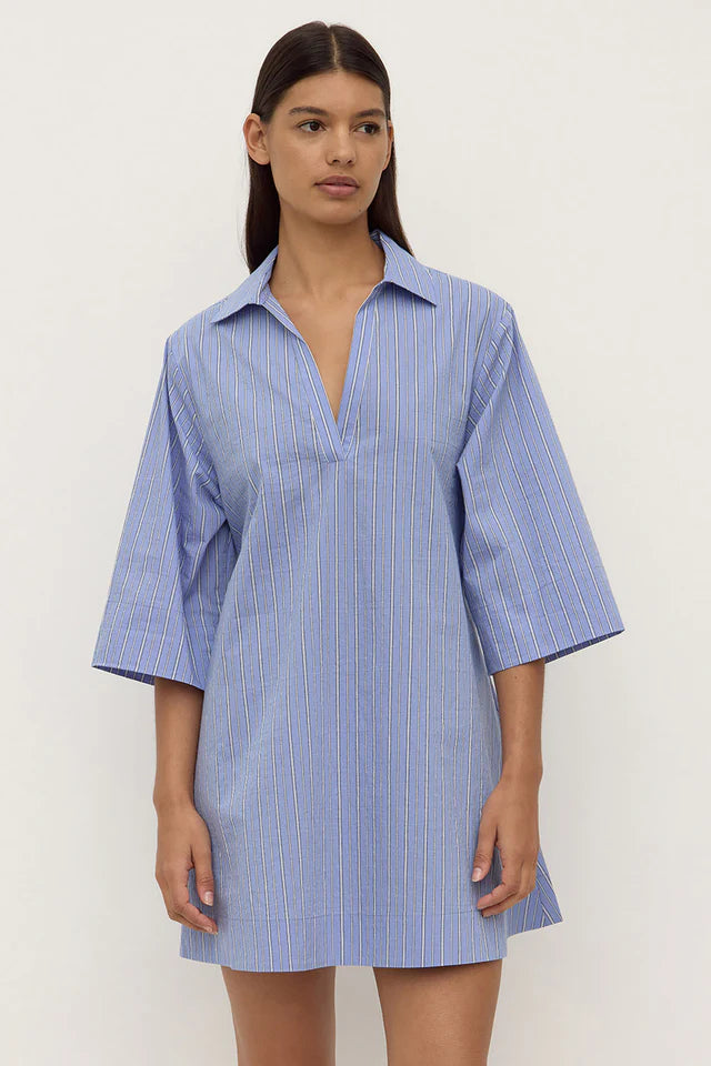 Assembly Label - Erina Stripe Mini Dress - Blue/White Stripe