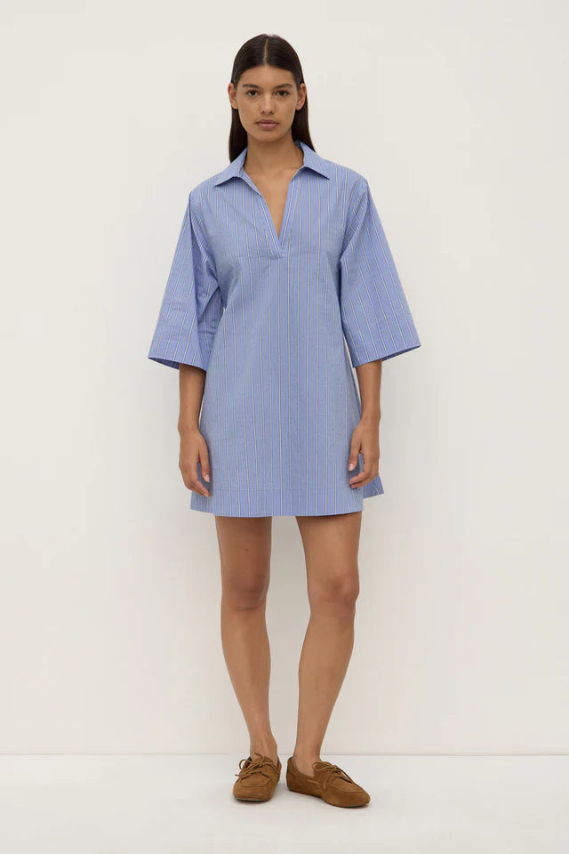 Assembly Label - Erina Stripe Mini Dress - Blue/White Stripe