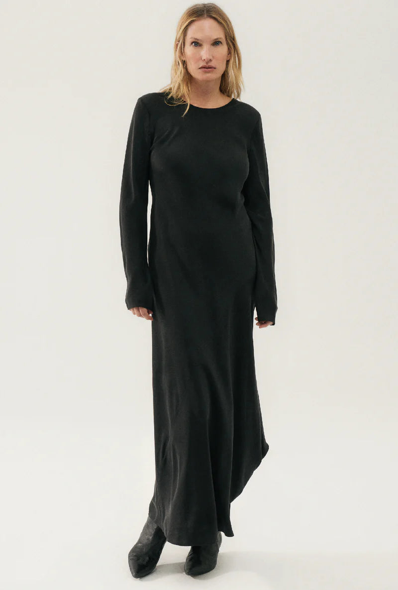 Silk Laundry - Full Sleeve Bias Cut Dress Black