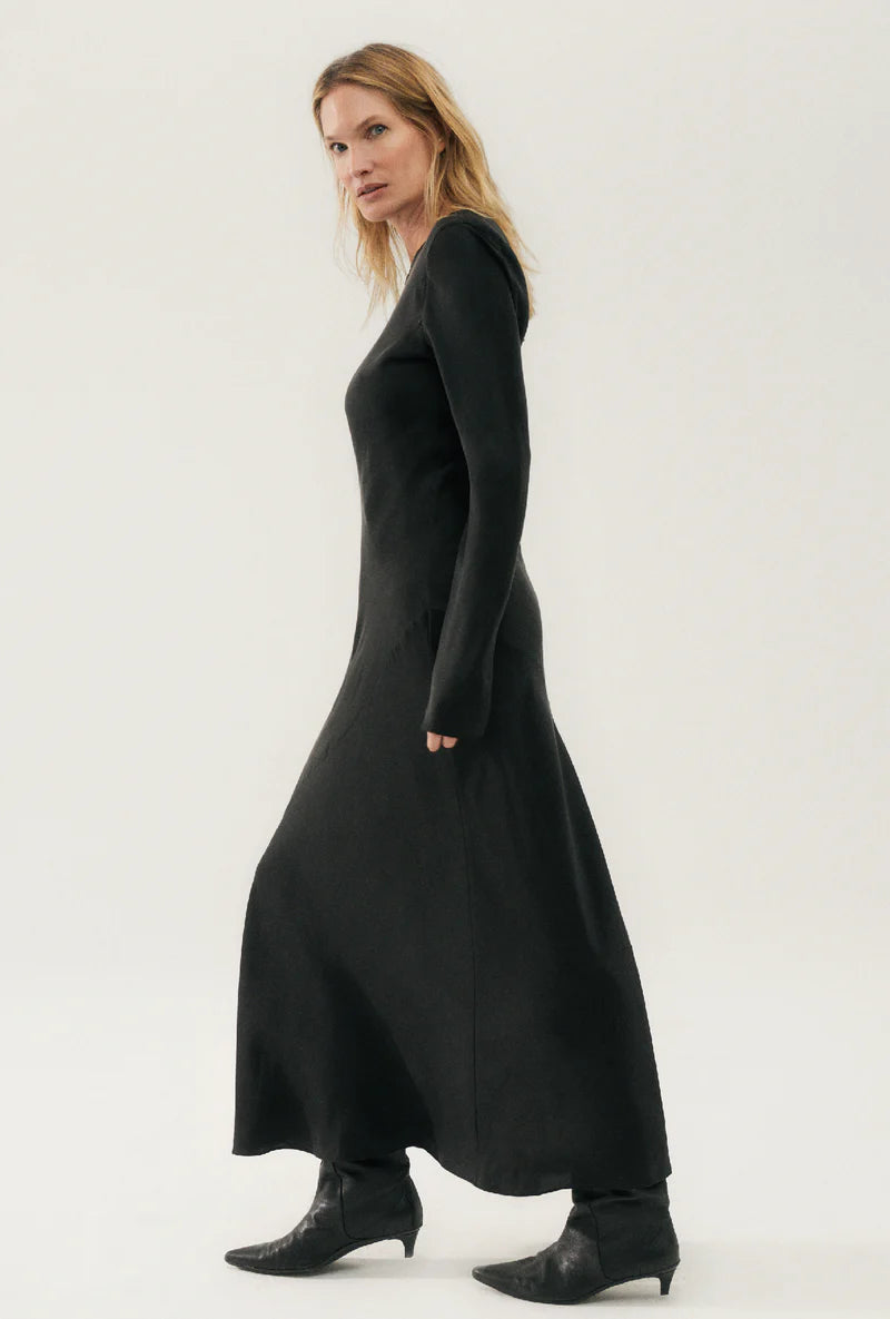 Silk Laundry - Full Sleeve Bias Cut Dress Black