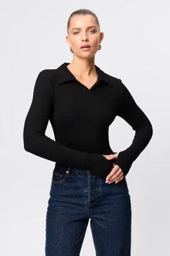 Mossman Florence Polo Top - Black