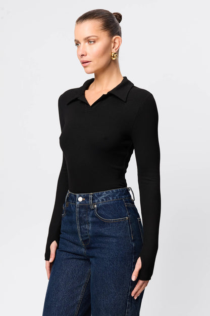 Mossman Florence Polo Top - Black